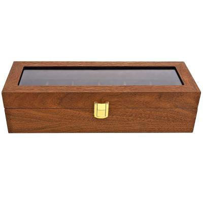 China Custom popular luxury handmade transparent acrylic jewelry packaging lid logo wooden watch box for sale