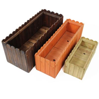 China Modern Anti-Corrosion Wooden Basket Flowerpot Wooden Plant Garden Decoration Plant Rectangular Potted Flower Pot for sale