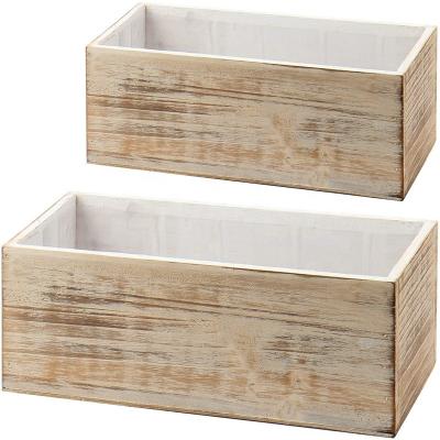 China CLASSIC Indoor Decorative Rustic Wooden Box With Plastic Box Indoor Planter Wooden Box for sale