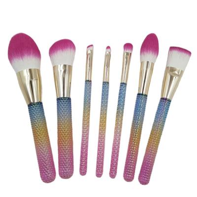 China Angular Blush New Luxury Colorful Professional Makeup Brushes Massage Stick Handle 7pcs Set Makeup Brush for sale