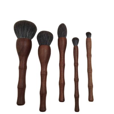 China Angular Blush 5 Pieces Portable Environmentally Friendly Professional Cosmetic Brown Brush Set Makeup Brushes for sale