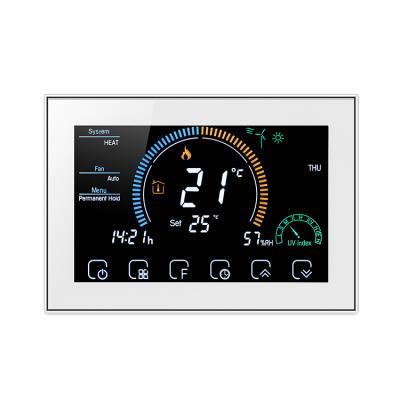 China 24V USA Canada Europe Large Color Screen Touch Button Home Air Conditioner Thermostat for sale