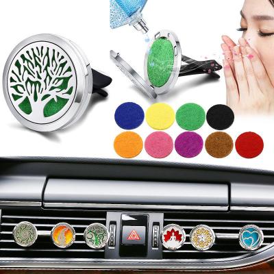 China Diffuser Necklace Wholesale 316L Stainless Steel Air Freshener Essential Oil Car Perfume Aromatherapy Diffuser Pendant Custom Car Duct Clip for sale