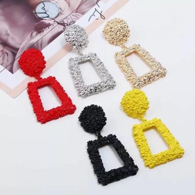 China Drop Earrings 5 ​​Colors Vintage Square Drop Earrings Big Large Dangle Statement Hanging Punk Bohemian Jewelry Maxi Brincos For Women Female for sale