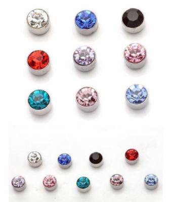 China Navel Piercing 5mm Crystal Stone Clip On Ear Magnet Women's Non Pierced Stud Magnetic Men's Fake Earrings for sale