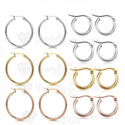 China Belly Button Piercing Surgical Steel Women's Silver And Rose Gold Plated Round Hoop Earrings Non-allergenic for sale