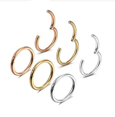 China Tragus Piercing 18G Nose Ear Septum Rings Hinged Segment Seamless Rings 316L Stainless Steel Body Piercings Surgical Rings for sale