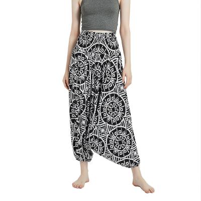 China Hot-selling slim wide-leg color new fashion casual loose pants Anti-wrinkle black and white printing soft casual pants for sale