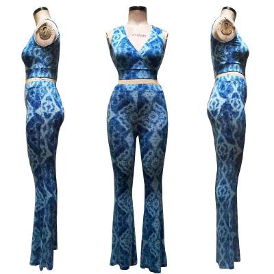 China 2021 Hot Selling QUICK DRY Product Women's Sleeveless Printed Vest And Pants Holiday Set for sale