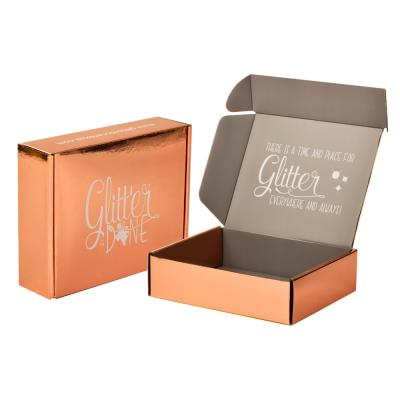 China Recycled Rose Gold Metalized Boxes Packaging Materials Custom Paper Shipping Canister Rose Gold For Shipping for sale