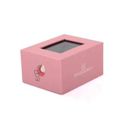 China Handmade Custom Pink Window PVC Small Two 2 Pieces Rigid Gift Box Package Box Cute Packaging Box for sale