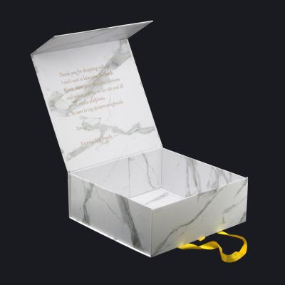 China Custom Logo Luxury Stone Marble Hair Materials Recycled Packaging Box Gold Magnetic Marble Box for sale