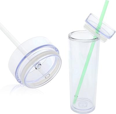 China Sustainable Fashion Portable Double-Layer Plastic Upright Water Cup Bottle With Lids And Straw for sale