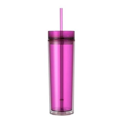 China New Arrival Party/Home Wall/Travel Double Insulated Skinny Tumblers With Straw & Lid Reusable Cup Of 16 Ounce Acrylic Skinny Clear Plastic ROCKERS for sale