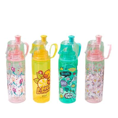 China Viable new style custom plastic bpa free color logo mist spray sports water bottle for sports drawing for sale