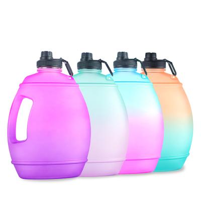 China BPA Free Stocked Portable Water Bottle Large Easy Carry Handle GYM Water Jug Gallon Plastic Bottle With Phone Holder for sale