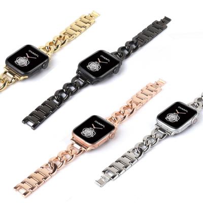 China Luxury Stainless Steel Metal Strap Smart Watch Band 2021 Fashion Stainless Steel Watch Bands For Apple Watch 6 Se 5 4 3 2 for sale