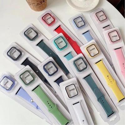 China 2 In 1 Silicone Watch Bands Women Men 2 In 1 Wrist Band Wrist Straps Silicone Strap Silicone Bands With Case For iwatch Series 2 3 4 5 6 for sale