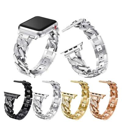 China Hot Luxury Diamond Strap Smart Watch Bands Stainless Steel Metal Strap Fashion Stainless Steel Watch Bands For Apple iWatch 6 Se 5 4 3 2 38mm 40mm 42mm 44mm for sale