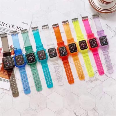 China Crystal Clear Band Women Men Sport Crystal Clear Band For Apple Watch Series 6 5 44mm 42mm Silicone Replacement Strap For iWatch 7 41mm 45mm for sale