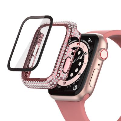 China Shockproof/Dustproof Built-in Tempered Glass Diamond Watch Case For Apple Watch 38mm 40mm 42mm 44mm Cover For iWatch 6 Series Se 5 4 3 2 1 for sale