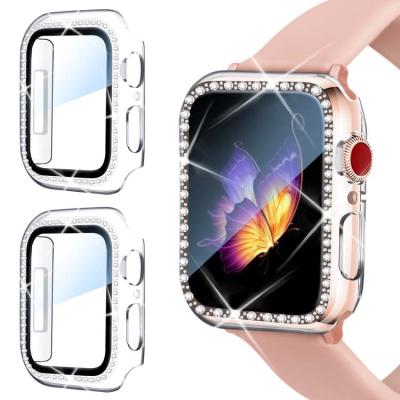 China Wholesale Luxury Shockproof/Dust Bling Rhinestone Diamond PC Watch Screen Protector Case For iWatch Series 7 For Apple Watch 41mm 45mm for sale