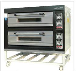 China Bread Cake Biscuit 2 Tray Double Deck Baking Oven Over Heat Protection Device for sale