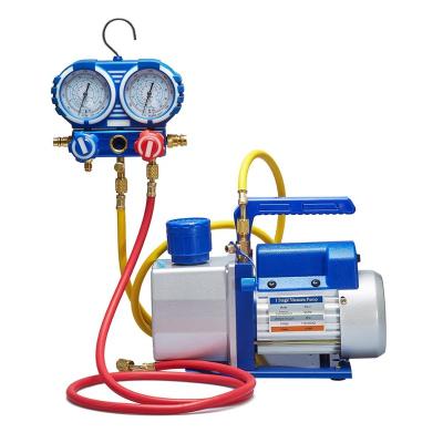 China OEM HBS Aluminum HVAC Best 2.5cfm 0.25hp Vacuum Pump Variety Kit & 2 Ways R410A For Air Conditioning Refrigeration for sale