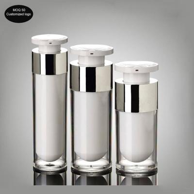 China 15ml 30ml 50ml light silver airless bottle Acrylic vacuum pump bottles lotion bottle used for Cosmetic packaging Te koop