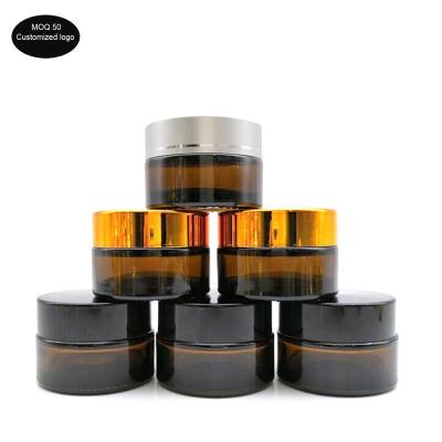 China 5g 10g 15g 20g 30g 50g Brown Glass Cosmetic Cream Jar Empty Amber Cosmetics Jars Sub-Bottle For Cosmetic Packaging à venda