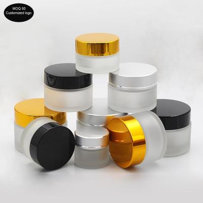 China 5g 10g 15g 20g 30g 50g 100g Frosted Glass Cosmetic Cream Jar Empty Cosmetics Jars Sub-Bottle For Cosmetic Packaging à venda