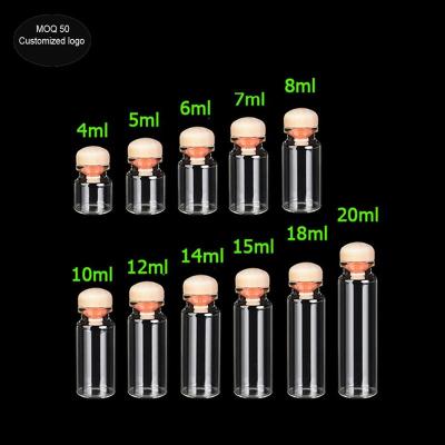 China diameter 22mm 4ml 5ml 6ml 7ml 8ml 10ml 12ml 14ml 15ml Wishing bottle wood cap gift mini glass vials bottles for Home Decoration à venda