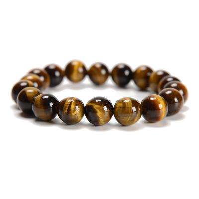 China Hot Selling Career AB Grade Yellow Tiger Eye Smooth Round Beaded Bracelets Size 6mm 10mm For Men And Women for sale