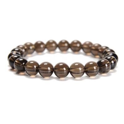 China Hot Selling Career Sale Soft Round Beaded Smoky Quartz Bracelets Size 6mm 8mm 10mm For Men And Women for sale