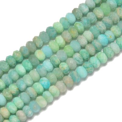 China DIY decoration; Strap; Necklace ; The earring etc. 3x5mm Green Amazonite Faceted Loose Rondelle Gemstone Beads For Jewelry Making for sale