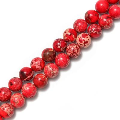 China DIY decoration; Strap; Necklace ; The earring etc. 4mm~12mm Dyed Terra Jasper Plain Rounds Sea Red Sediment Jasper Gemstone Loose Beads Imperial For Jewelry Making for sale