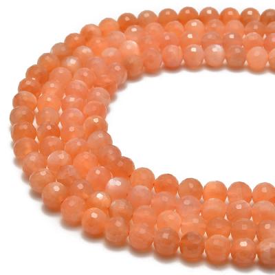 China DIY decoration; Strap; Necklace ; The strong gemstone of the earring etc. 8mm Rich Orange Moonstone Faceted Round loose bead the natural stone beads for jewelry making for sale