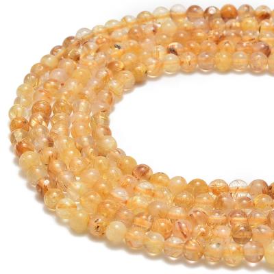 China DIY decoration; Strap; Necklace ; Earring etc. Top Quality Gold Rutilated Quartz Gemstone 4mm Loose Beads Natural Stone Beads For Jewelry Making for sale