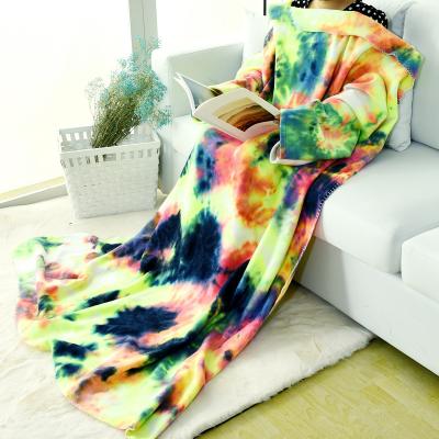 China Anti-Static Newest Fashion High Quality  Fluorescent Tie-dyed Polar Fleece Blanket for sale