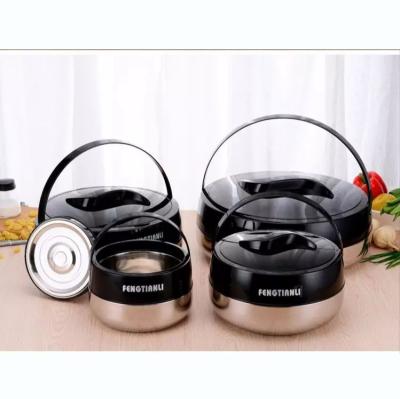 China Hot Sale 4PCS Stainless Steel Double Vacuum Food Sustainable Hot Casserole Storage Containers Pot SET for sale