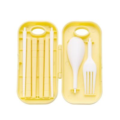 China Viable Folding Plastic Folding Reusable Portable Flatware Chopstick Gift Camping Travel Cutlery Set for sale