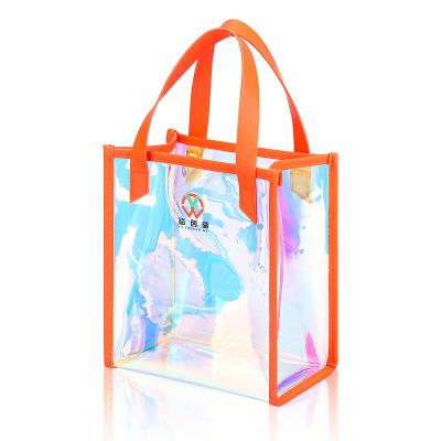 China Fashionable Reusable Tote Bag Makeup Hand Storage Bag Clear PVC Cosmetic Wash Bag for sale