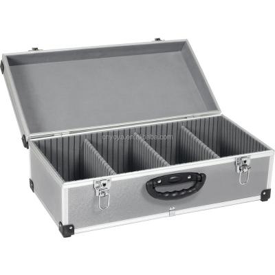 China Waterproof Varo Silver 80 CD Aluminium Storage Flight Case Tool Box Carry Case with Handle, Storage Dividers & Locking Clasps PRM1010780 for sale