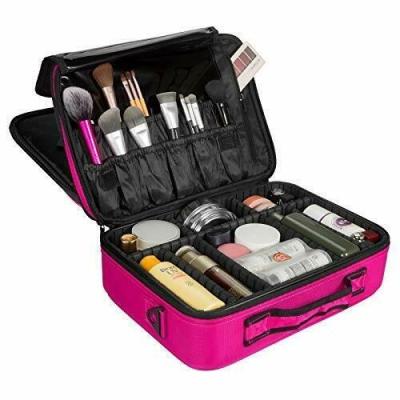 China Waterproof Shockproof Dustproof Case Professional Travel Makeup Case 3 Layer Cosmetic Bag With Shoulder Strap for sale