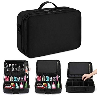 China NATIONAL 3 Layers Makeup Bag Cosmetic Case With Compartments Brush Holders for sale