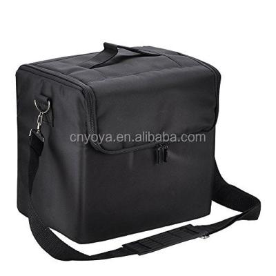 China Makeup Train Aluminum Black Soft Filter Frame Bags Artist Cosmetic Handbag With Strap for sale