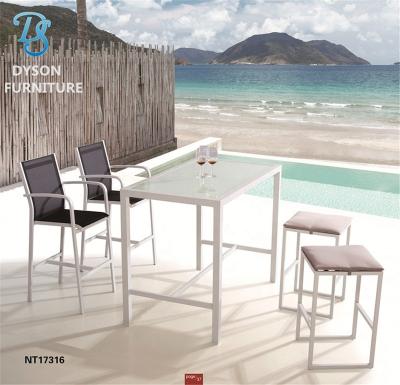 China Modern Outdoor Furniture Arm Bar Stools And Aluminum Table Set for sale