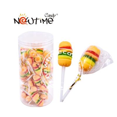 China Natural Hot Selling Good Quality Fruits Flavor Burger Lollipop Gummy Candies for sale