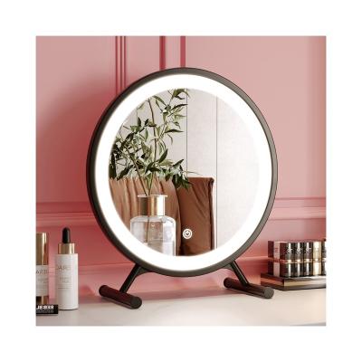 China Durable Makeup Smart Mirror Frame Round Vanity Table Dressing Mirror USB Rechargeable Touch Screen Desktop Mirror for sale