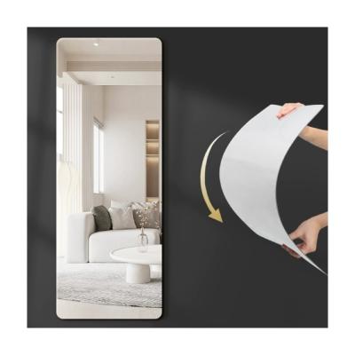 China Durable Home Decor Ins Dressing Non Glass Wall Sticker Bathroom Full Body Plastic Compact Self Adhesive Custom Mirror Sticker for sale